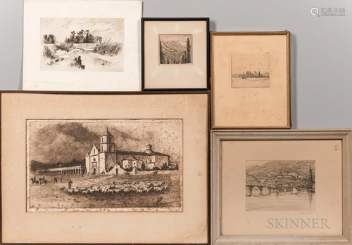 Six Etchings Including: Edward Borein (American, 1872-1945),...