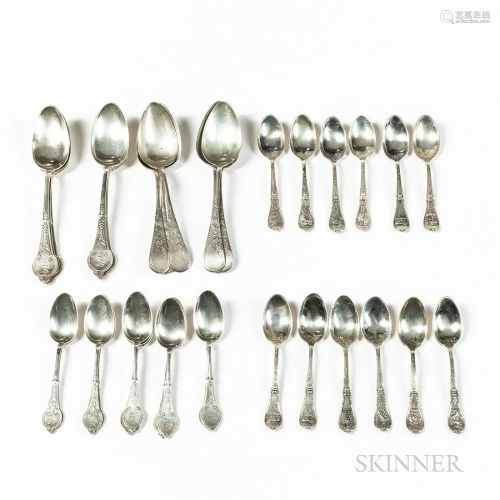 Three Sets of Silver Spoons, late 19th/early 20th century, t...