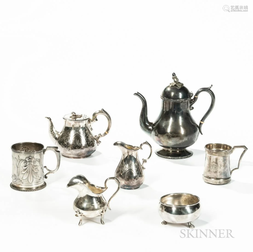 Seven Coin and Silver-plate Tea and Drink Items, a Boston co...