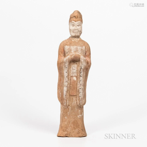 Painted Pottery Figure of a Male Attendant, China, Tang-styl...