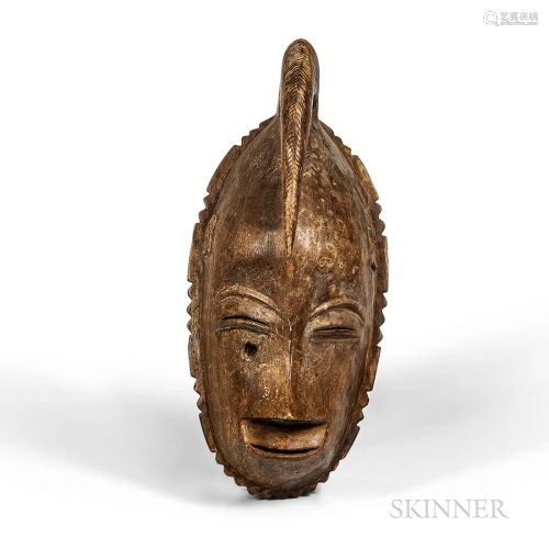Baule-style Wood Mask, hollowed-out, oversized face mask, pi...