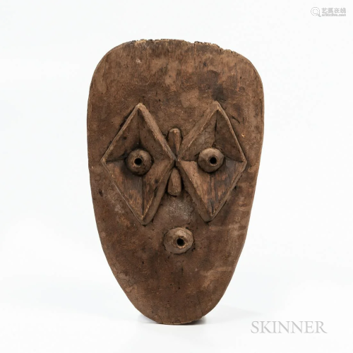 Wood Congo Mask, the flat mask, with round, raised mouth and...