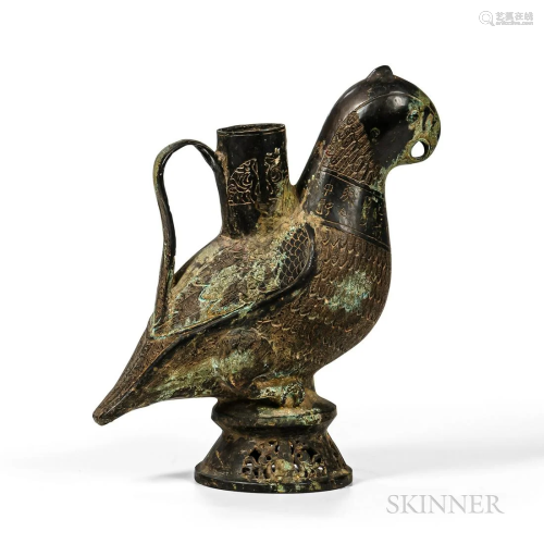 Bronze Parrot-form Ritual Vessel, China, archaic-style, moun...