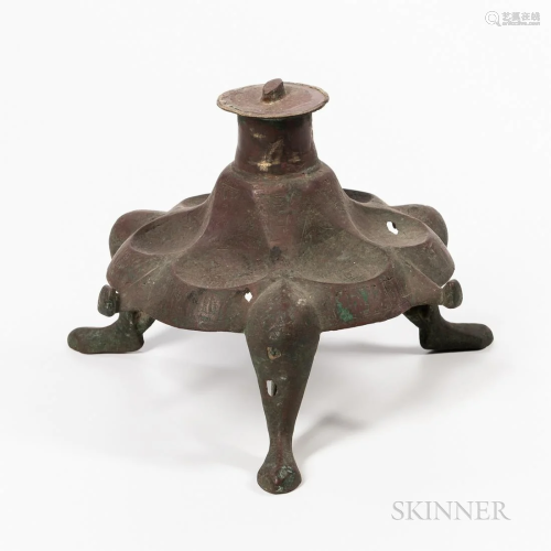 Bronze Stand, India, Mughal-style, six-petaled floral form, ...