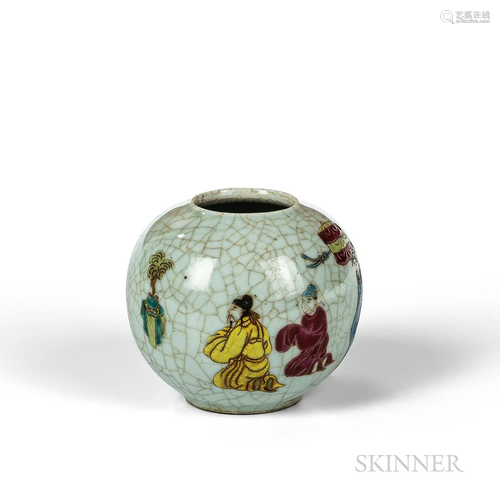 Enameled Crackle-glazed Jarlet, China, 19th/20th century, gl...