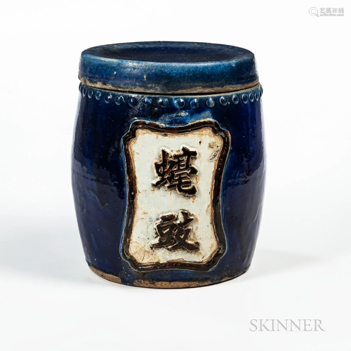 Blue-glazed Stoneware Jar and Cover, China, 19th/20th centur...