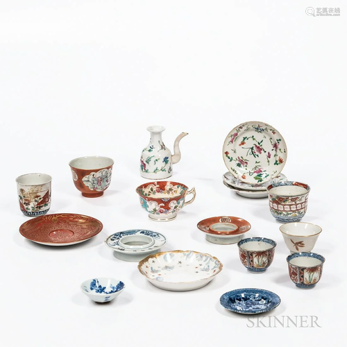 Seventeen Mostly Enameled Porcelain Items, including seven C...