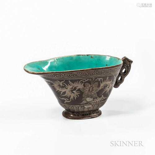 Export Gilt/Brown-glazed Libation Cup, China, 19th/20th cent...