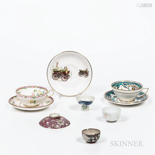 Nine Miscellaneous White Porcelain Items, a white wine cup w...