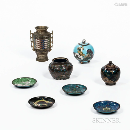 Eight Cloisonne and Champleve Items, China and Japan, 19th/2...