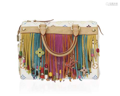 Louis Vuitton, sac Speedy Murakami Fringe 25 en toile enduit...