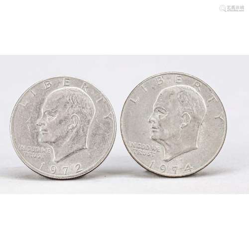 2 coins USA, 1 Eisenhower Doll