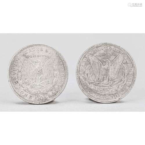 2 coins USA, 1 Morgan Dollar 1