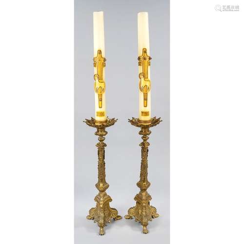 Pair of large church candlesti