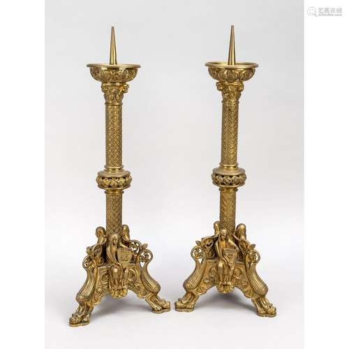 Pair of altar candlesticks, la