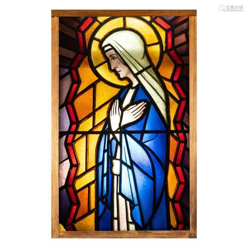 Leaded glass with Mary, 1st ha