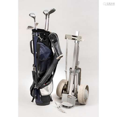 5 golf clubs with bag (marked