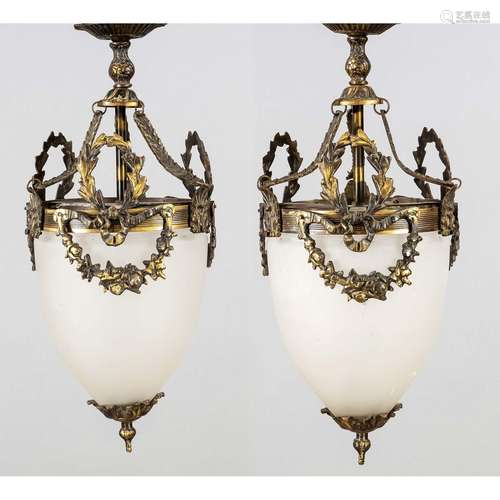 Pair of hanging lamps, 20th c.