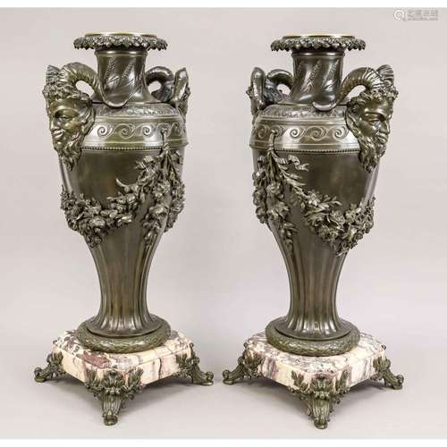 Pair of large satyr vases, 19t