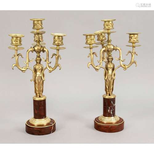 Pair of caryatid candlesticks,