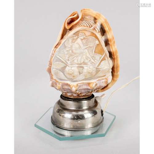 Shell cameo mounted as a lamp,