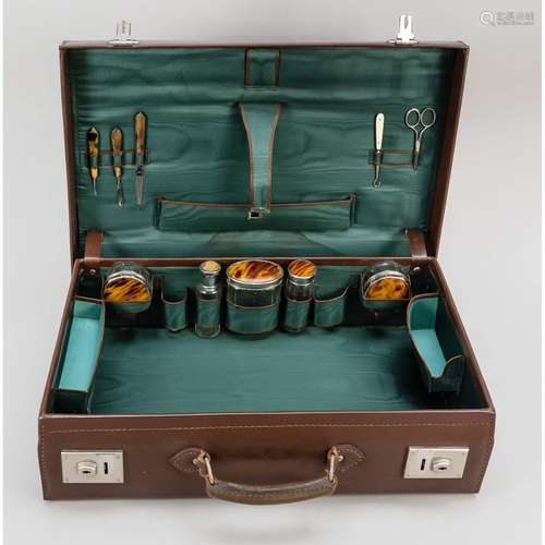 Leather suitcase with travel e