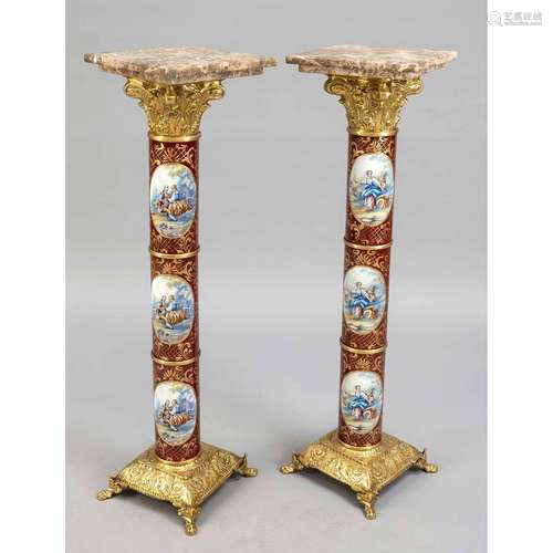 Pair of flower columns, 20th c