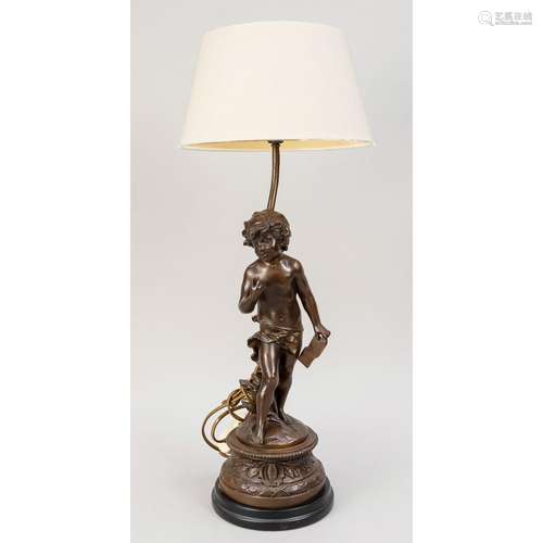 Figural lamp, 20th c., bronzed