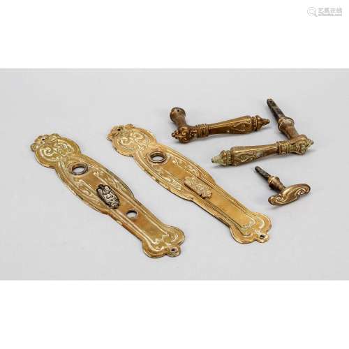 Art Nouveau lever handle set,