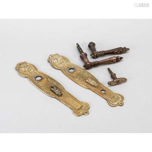 Art Nouveau lever handle set,