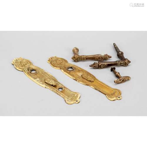 Art Nouveau lever handle set,