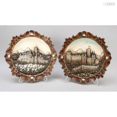 Pair of ceramic wall plates, 1