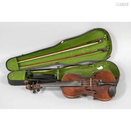 Violin in a case with 2 bows,