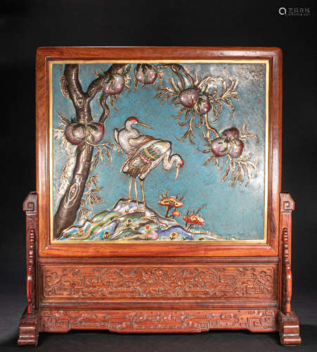 CHINESE CLOISONNE SCREEN, QING DYNASTY
