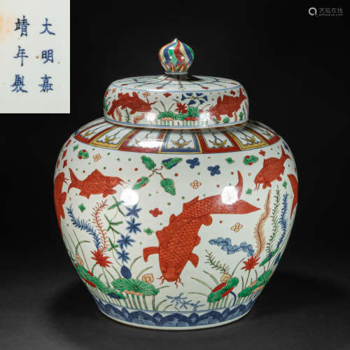 CHINESE COLORFUL LID POT, MING DYNASTY