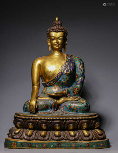 CHINESE CLOISONNE BUDDHA STATUE, MING DYNASTY