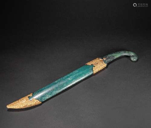 CHINESE KNIFE INLAID WITH GOLD, QING DYNASTY