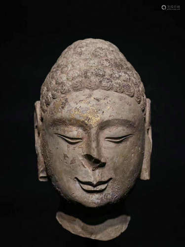 CHINESE BLUESTONE BUDDHA HEAD, NORTHERN WEI DYNASTY