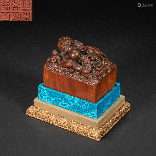 CHINESE SANDALWOOD SEAL, QING DYNASTY