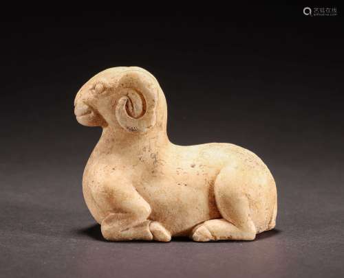 CHINESE WHITE MARBLE SHEEP, TANG DYNASTY