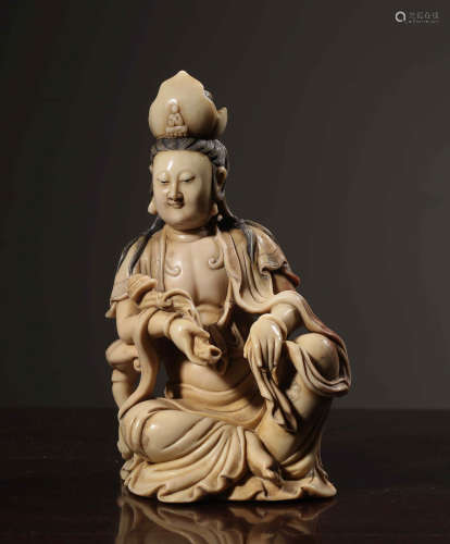 CHINESE SHOUSHAN STONE BUDDHA STATUE, QING DYNASTY