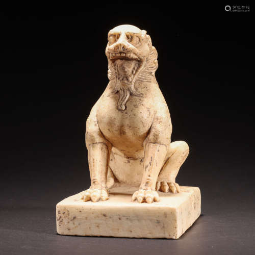 CHINESE WHITE MARBLE LION, TANG DYNASTY
