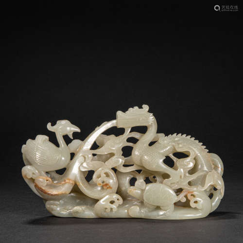 CHINESE HETIAN JADE PEN HOLDER, QING DYNASTY