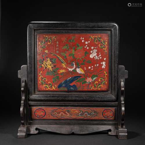 CHINESE LACQUER SCREEN, QING DYNASTY