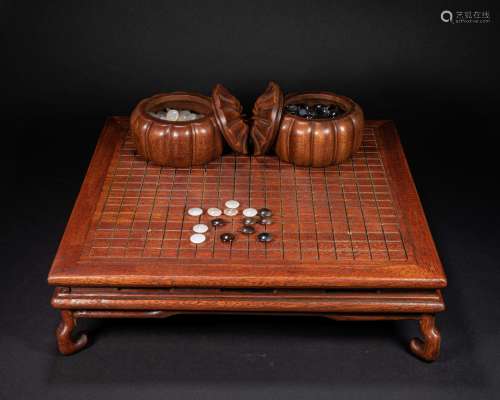 CHINESE HUANGHUALIMU WEIQI SET, QING DYNASTY