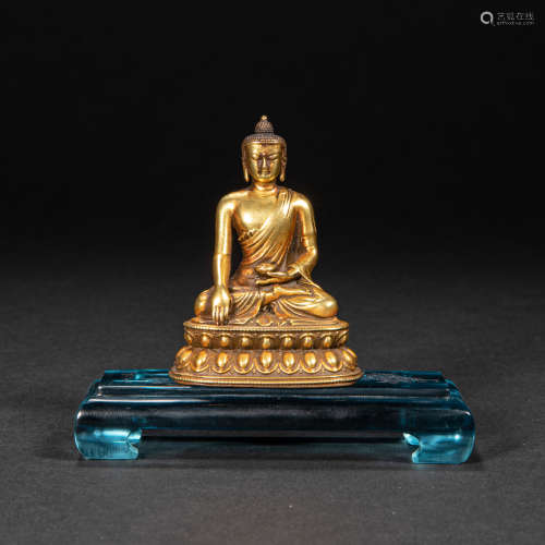 CHINESE GILT BRONZE BUDDHA STATUE, QING DYNASTY