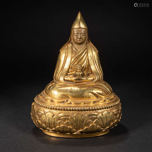 CHINESE GILT BRONZE BUDDHA STATUE, QING DYNASTY