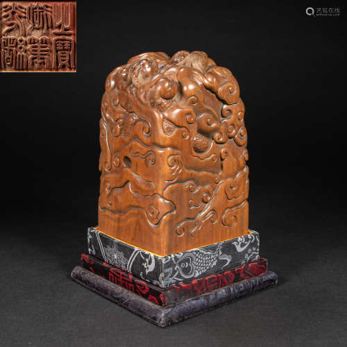 CHINESE SANDALWOOD SEAL, QING DYNASTY