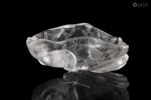 A ROCK CRYSTAL ‘LOTUS’ BRUSH WASHER CHINA, LATE QING DYNASTY...