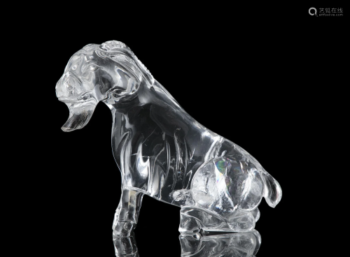 A ROCK CRYSTAL CARVING OF A SQUATTING RAM CHINA, POSSIBLY QI...